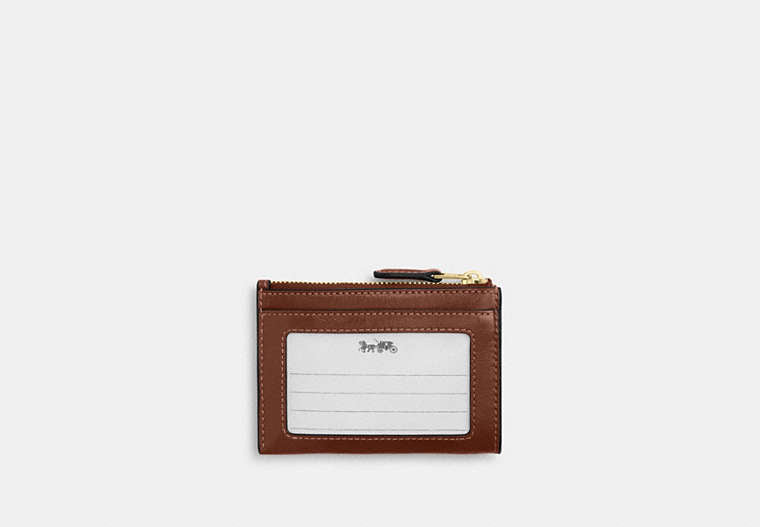 Mini Skinny ID Case In Signature Chenille - Gold/Redwood