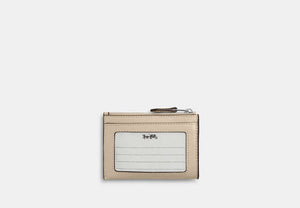 Mini Skinny ID Case In Signature Chenille - Silver/IVORY