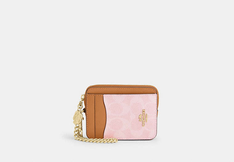 Zip Card Case - Gold/Powder Pink