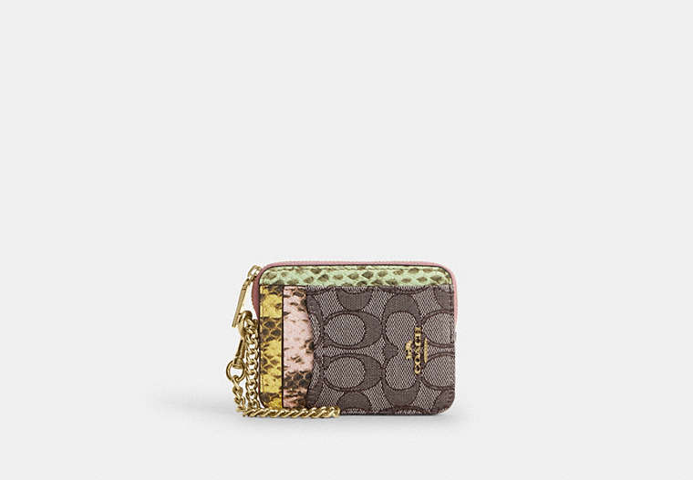 Zip Card Case - Gold/Oak Multi