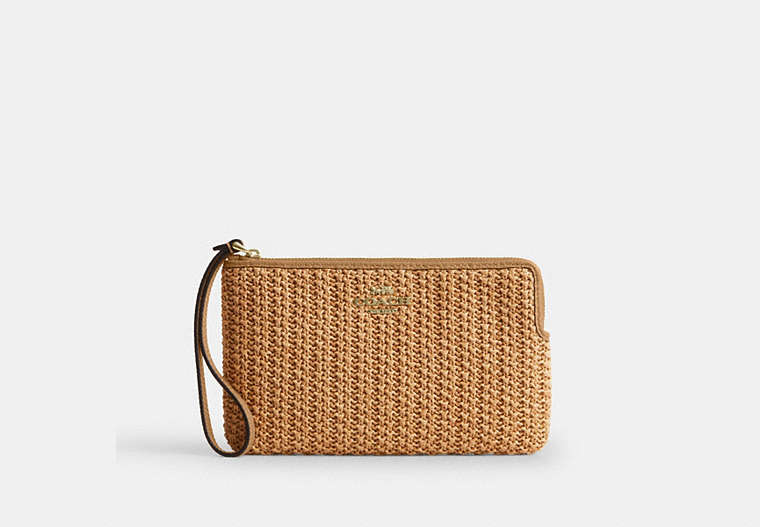 Large Corner Zip Wristlet - Gold/Toast