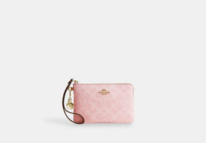 Corner Zip Wristlet - Gold/Powder Pink
