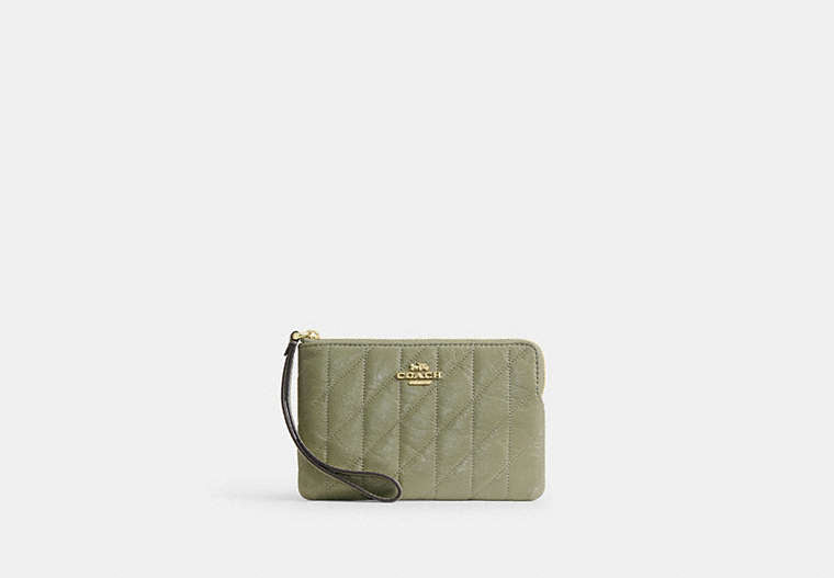 Corner Zip Wristlet - Gold/Pistachio