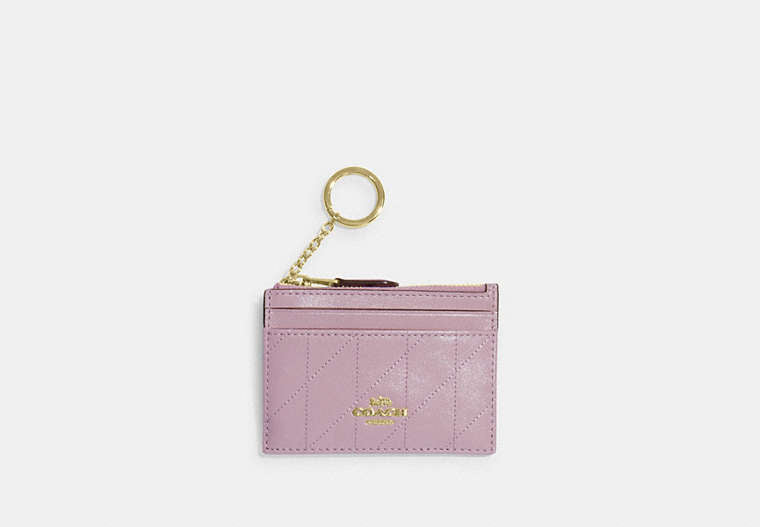 Mini Skinny ID Case In Signature Chenille - Gold/Carnation