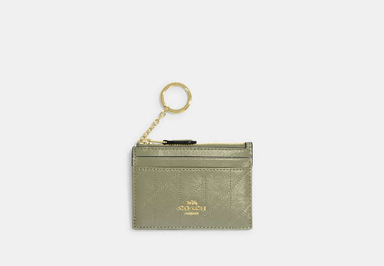 Mini Skinny ID Case In Signature Chenille - Gold/Pistachio