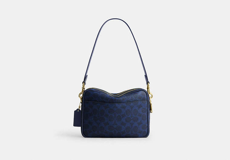 Carey Crossbody Bag In Signature Canvas - Gold/Navy