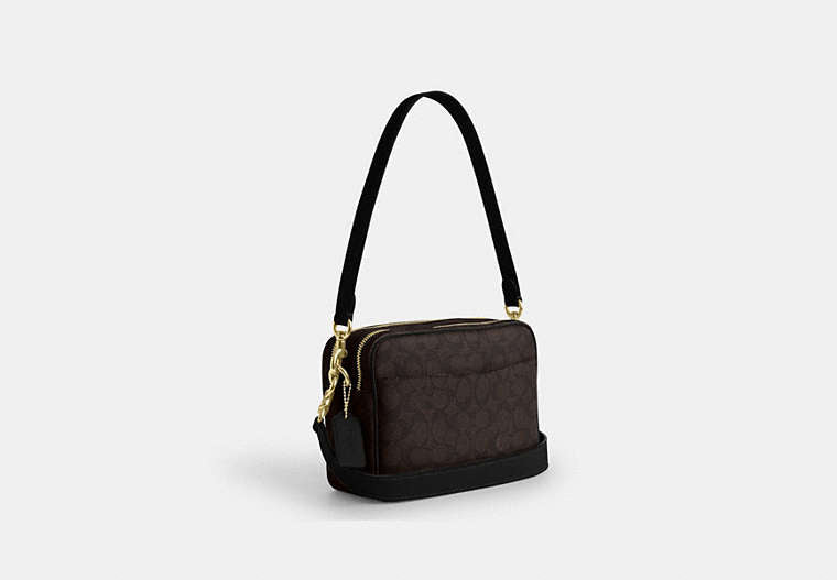 Carey Crossbody Bag In Signature Canvas - Gold/Walnut/Black
