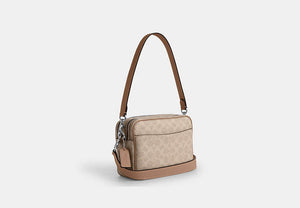 Carey Crossbody Bag In Signature Canvas - Silver/Sand/Taupe