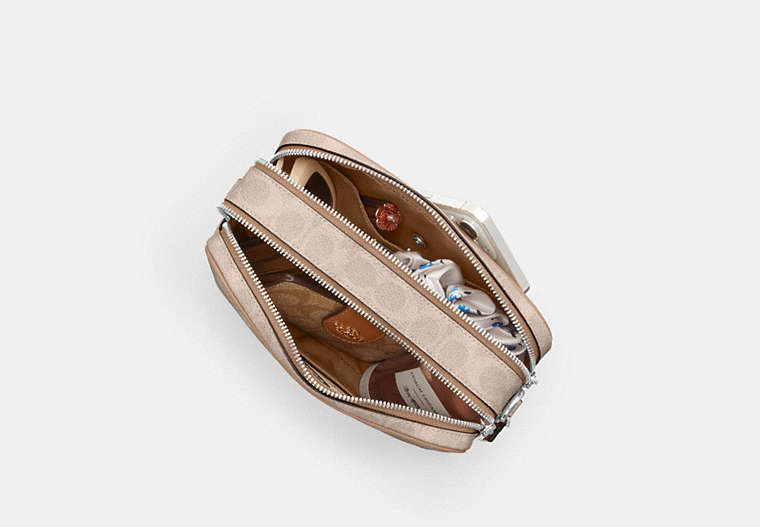 Carey Crossbody Bag In Signature Canvas - Silver/Sand/Taupe