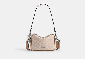 Mini Carey Crossbody Bag In Signature Canvas - Silver/Sand/Taupe