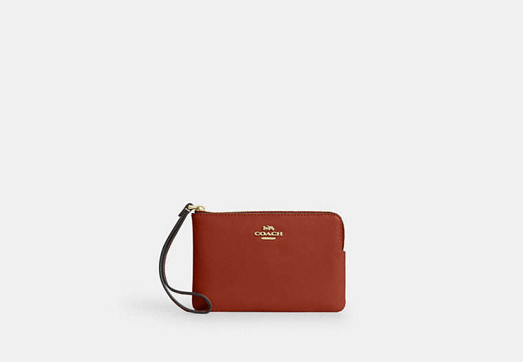 Corner Zip Wristlet - Gold/Cinnamon