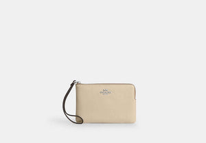 Corner Zip Wristlet - Silver/IVORY