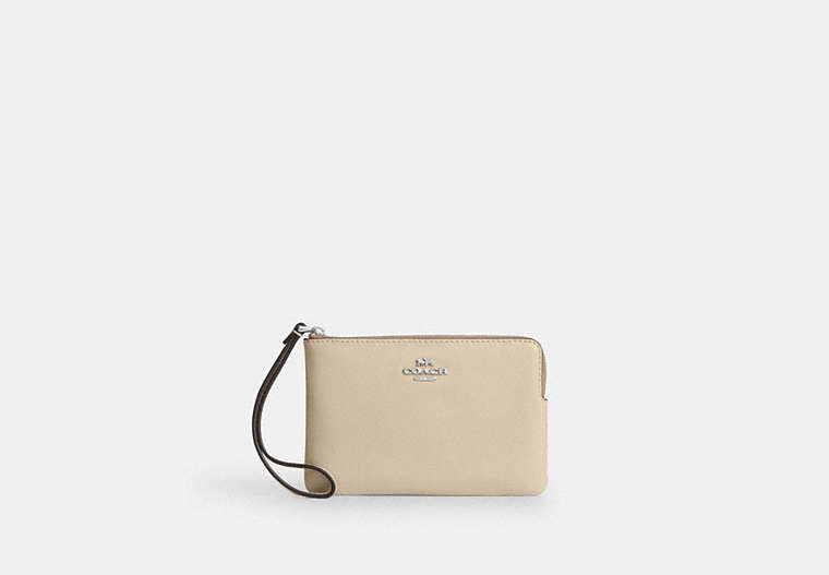 Corner Zip Wristlet - Silver/IVORY