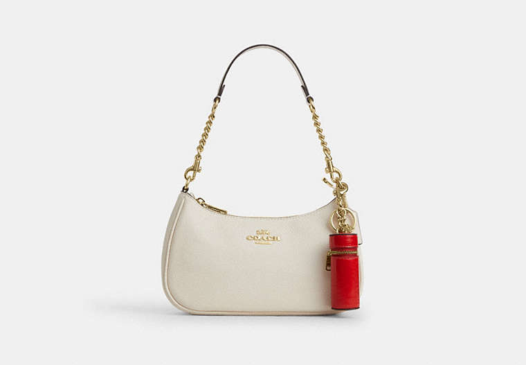 Signature Bag Charm - Gold/Bright Cherry
