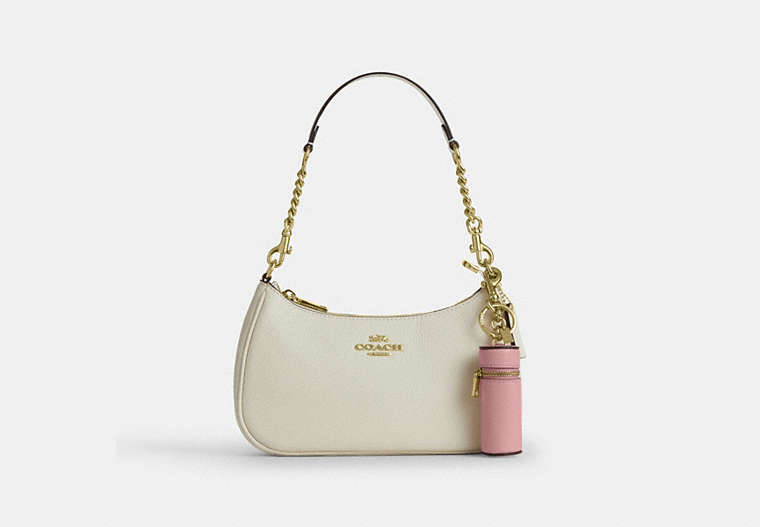 Lipstick Case Bag Charm - Gold/Soft Pink