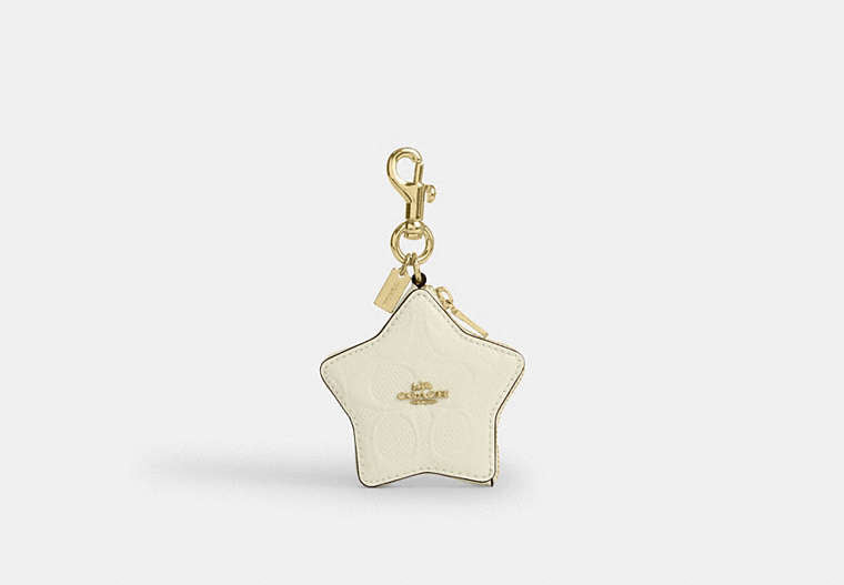 Star Bag Charm In Signature Leather - Gold/Light Lemon