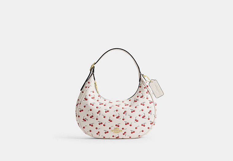 Emily Shoulder Bag With Cherry Print - Gold/Chalk Multi