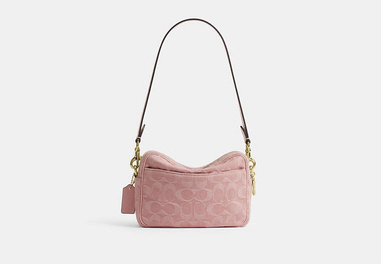 Mini Carey Crossbody Bag In Signature Denim - Gold/Light Pink