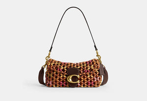 Tabby Shoulder Bag 26 With Wooden Beading - Brass/Maple Multi