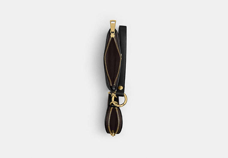 Wristlet And Heart Pouch - Gold/Walnut/Black