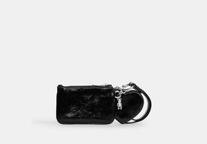Wristlet And Heart Pouch - Silver/Black