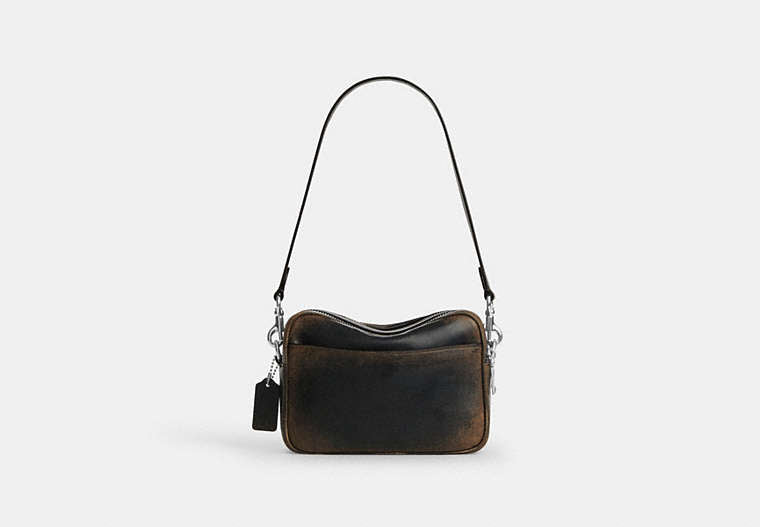 Mini Carey Crossbody Bag In Loved Leather - Silver/Black Brown