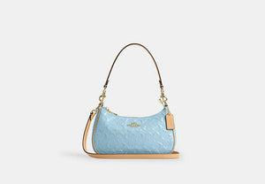 Teri Shoulder Bag In Signature Leather - Gold/Light Blue