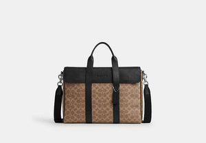 Sullivan Portfolio Brief In Signature Canvas - Silver/Tan Black
