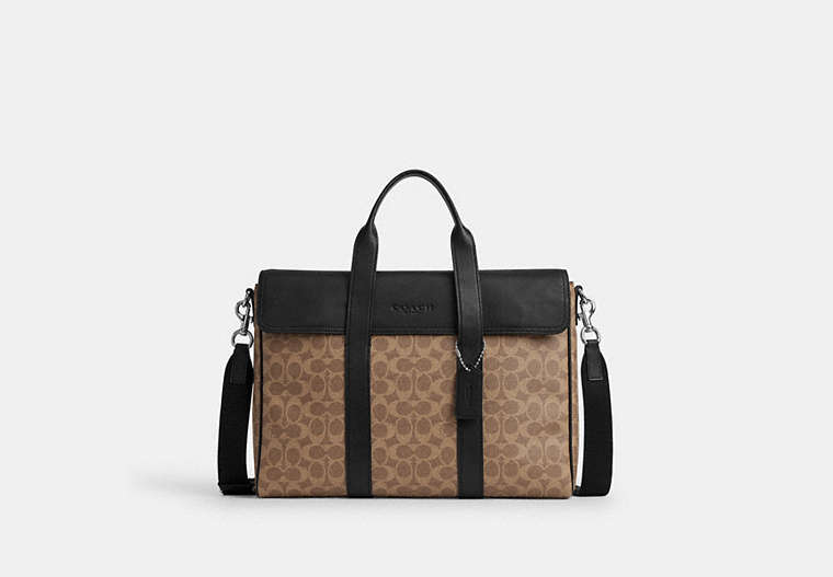 Sullivan Portfolio Brief In Signature Canvas - Silver/Tan Black