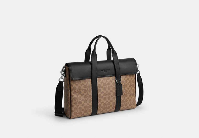 Sullivan Portfolio Brief In Signature Canvas - Silver/Tan Black