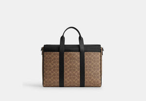 Sullivan Portfolio Brief In Signature Canvas - Silver/Tan Black
