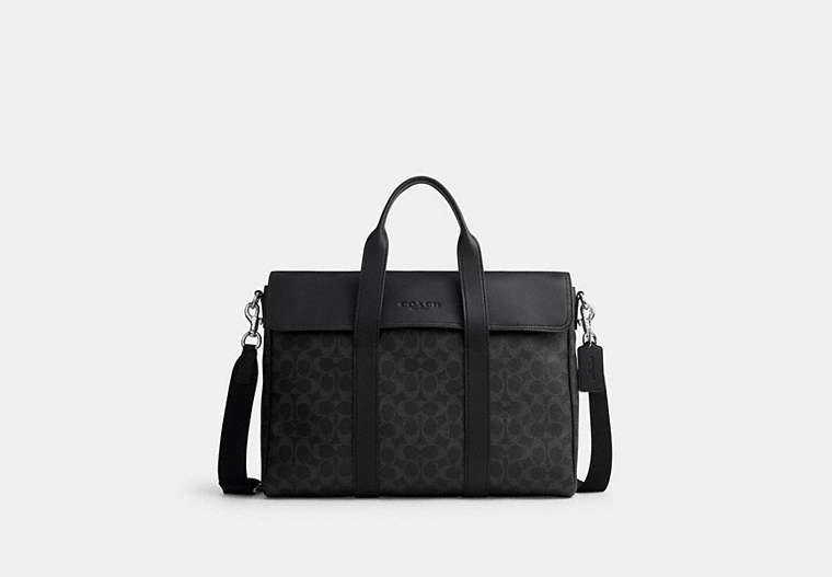 Sullivan Portfolio Brief In Signature Canvas - Silver/Black Signature