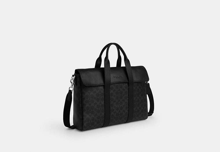 Sullivan Portfolio Brief In Signature Canvas - Silver/Black Signature