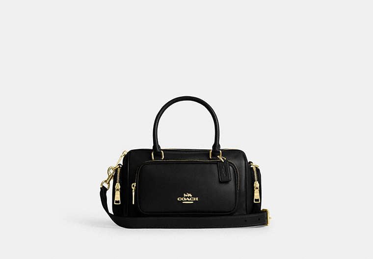 Rowan Satchel Bag With Pockets - Gold/Black