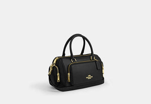 Rowan Satchel Bag With Pockets - Gold/Black