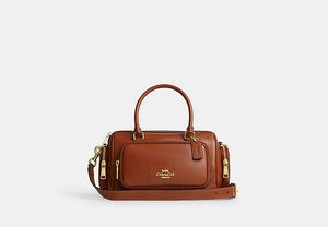 Rowan Satchel Bag With Pockets - Gold/Cinnamon