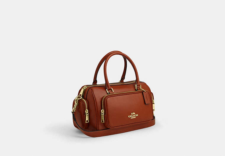 Rowan Satchel Bag With Pockets - Gold/Cinnamon