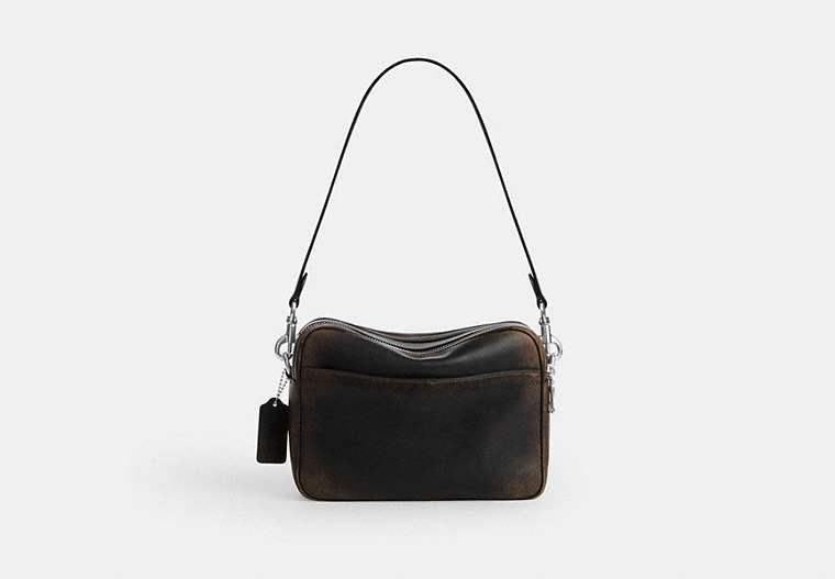 Carey Crossbody Bag In Loved Leather - Silver/Black Brown