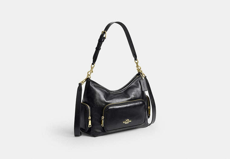 Laurel Shoulder Bag With Pockets - Gold/Black