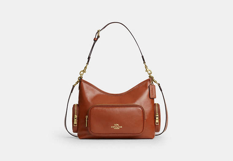 Laurel Shoulder Bag With Pockets - Gold/Cinnamon