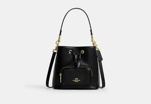 Rowan Bucket Bag With Pocket - Gold/Black