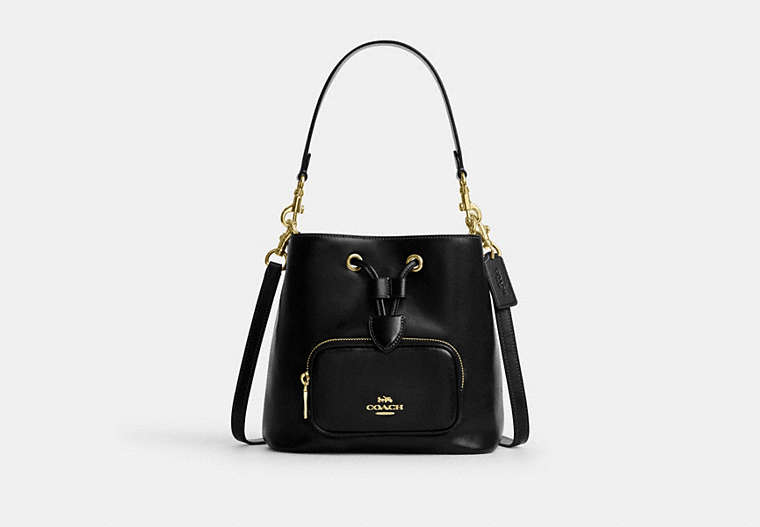 Rowan Bucket Bag With Pocket - Gold/Black