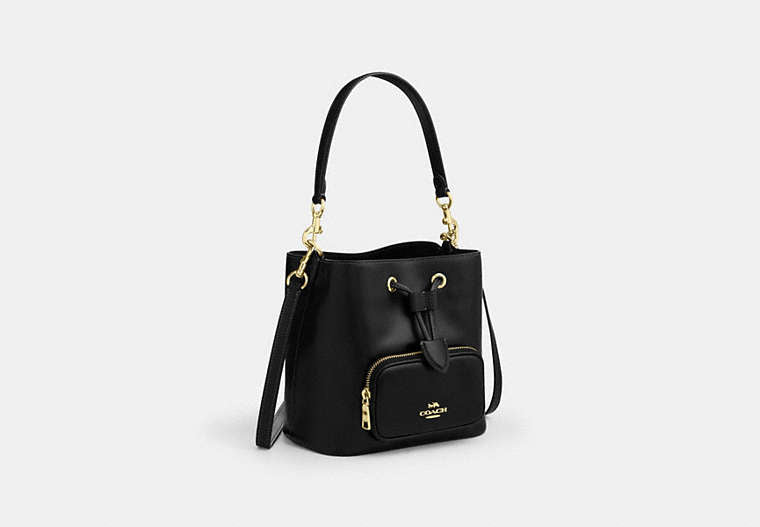 Rowan Bucket Bag With Pocket - Gold/Black