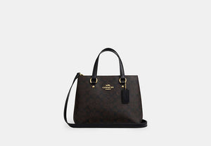 Station Carryall Bag In Signature Canvas - Gold/Walnut/Black