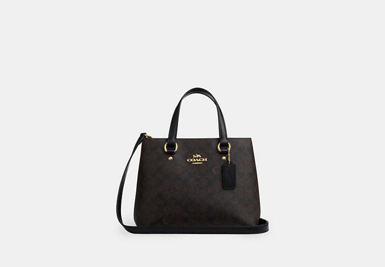 Station Carryall Bag In Signature Canvas - Gold/Walnut/Black