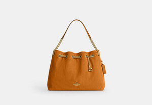 Evelyn Shoulder Bag With Quilting And Charm - Gold/Marigold