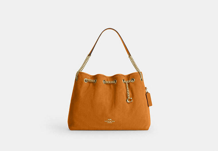 Evelyn Shoulder Bag With Quilting And Charm - Gold/Marigold