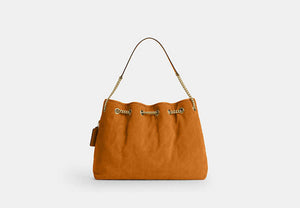Evelyn Shoulder Bag With Quilting And Charm - Gold/Marigold