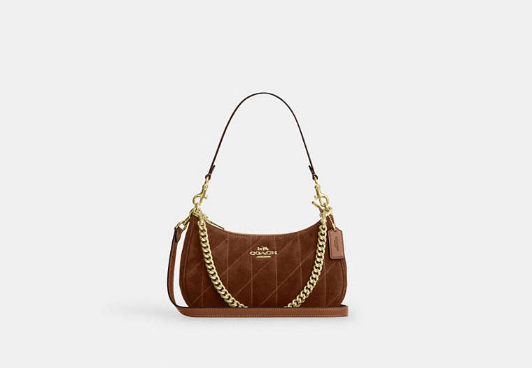 Teri Shoulder Bag With Quilting - Gold/Warm Brown