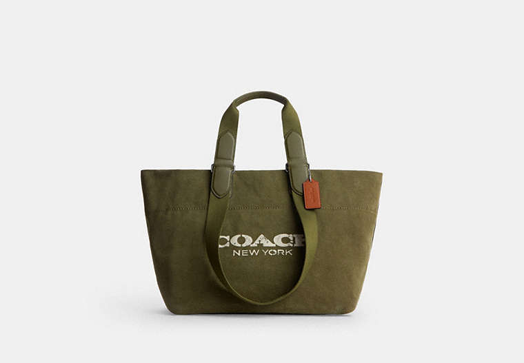 Small Tour Tote Bag In Regenerative Cotton - Silver/OLIVE